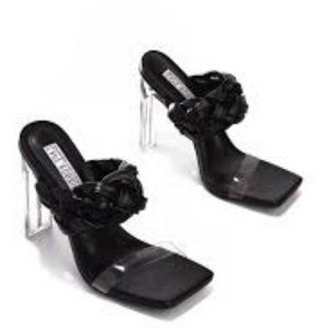 NWT CAPE ROBBIN ZIMMER CLEAR CHUNKY BLOCK HEELS BLACK‎ 5.5
